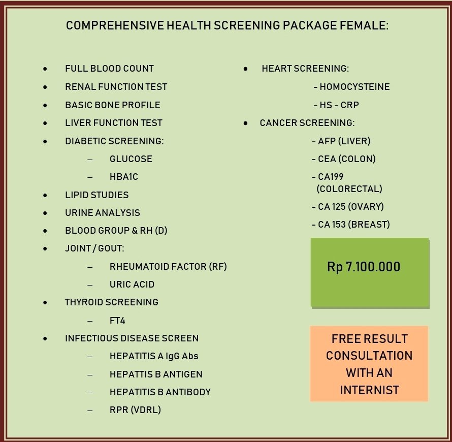 COMPREHENSIVE HEALTH SCREENING PACKAGE FEMALE