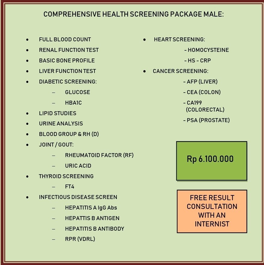 COMPREHENSIVE HEALTH SCREENING PACKAGE MALE