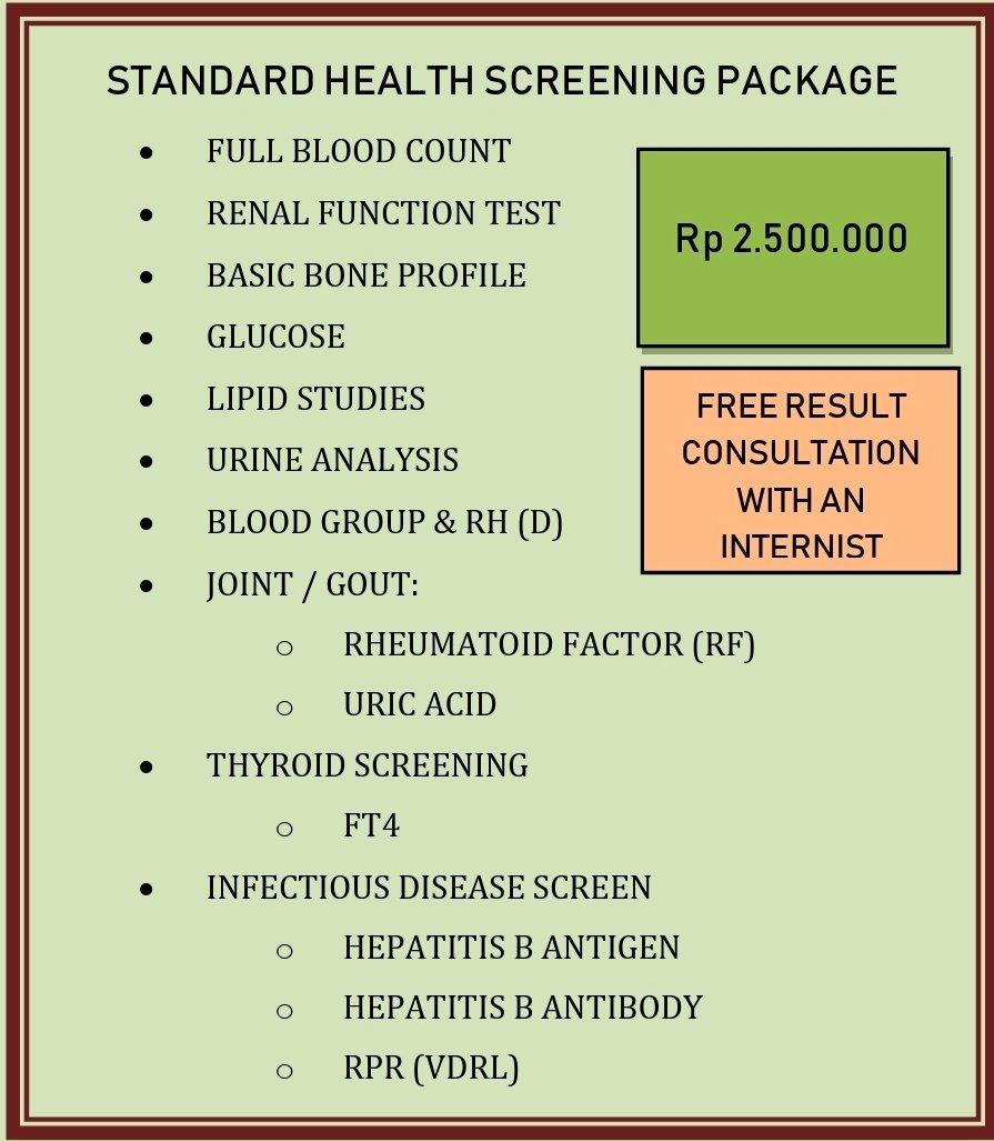 STANDARD HEALTH SCREENING PACKAGE